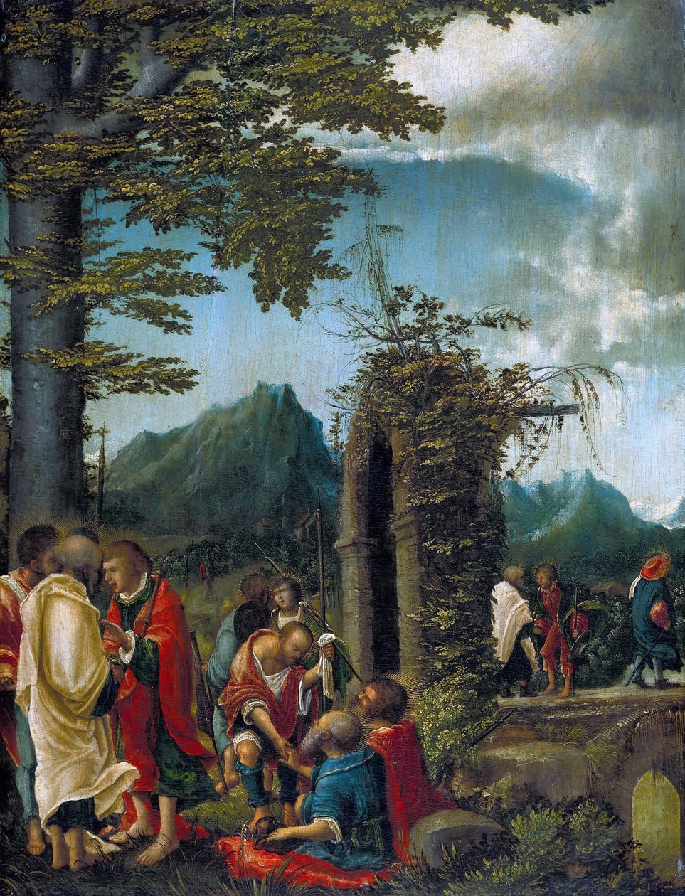 Tedesco: Der Abschied der Apostel in waldiger Landschaft Comunione degli Apostoli / Apostoli in un paesaggio boscoso da Albrecht Altdorfer