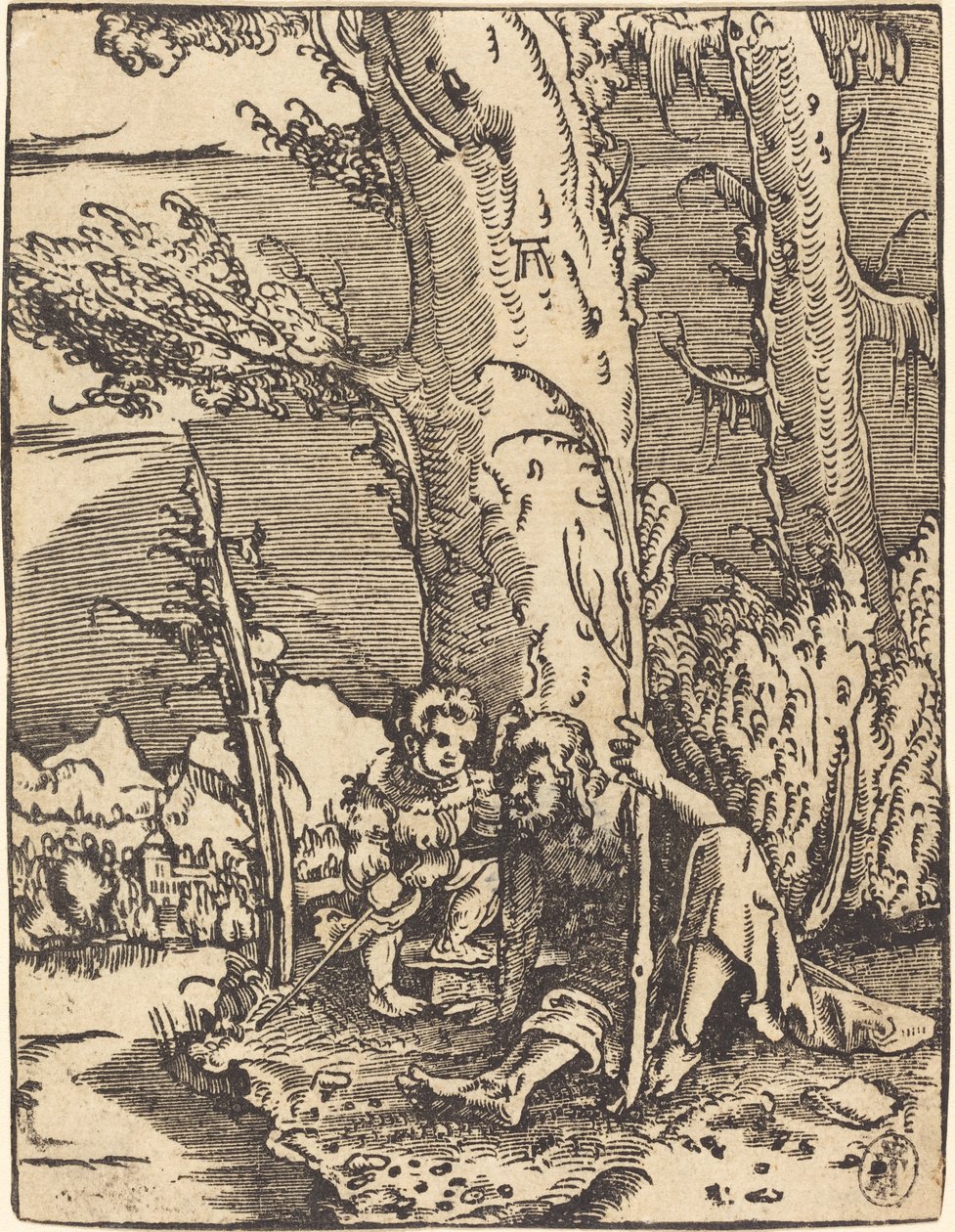 San Cristoforo Seduto sulla Riva di un Fiume da Albrecht Altdorfer