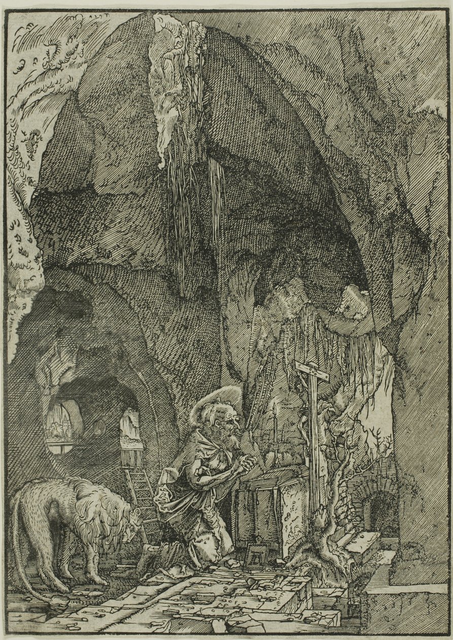 San Girolamo in penitenza, in una grotta da Albrecht Altdorfer