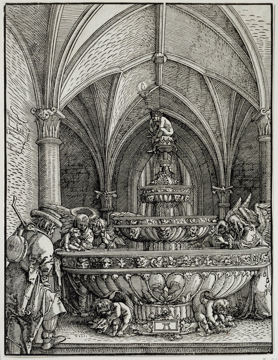 La Sacra Famiglia alla fontana. Incisione di Albrecht Altdorfer. Museo del Louvre. da Albrecht Altdorfer