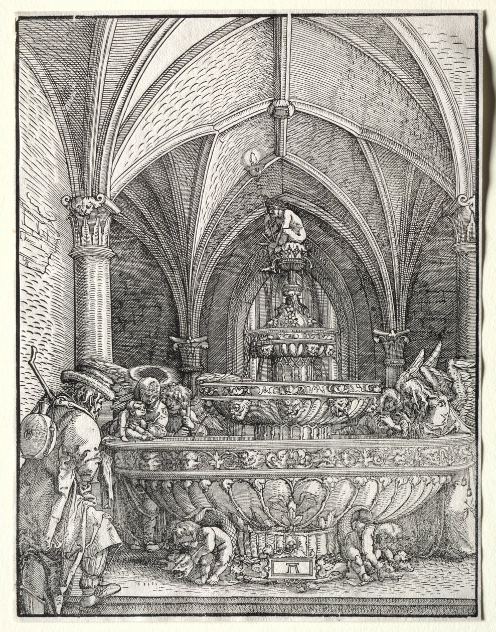 La Sacra Famiglia nella fuga in Egitto a una fontana, c. 1520 da Albrecht Altdorfer