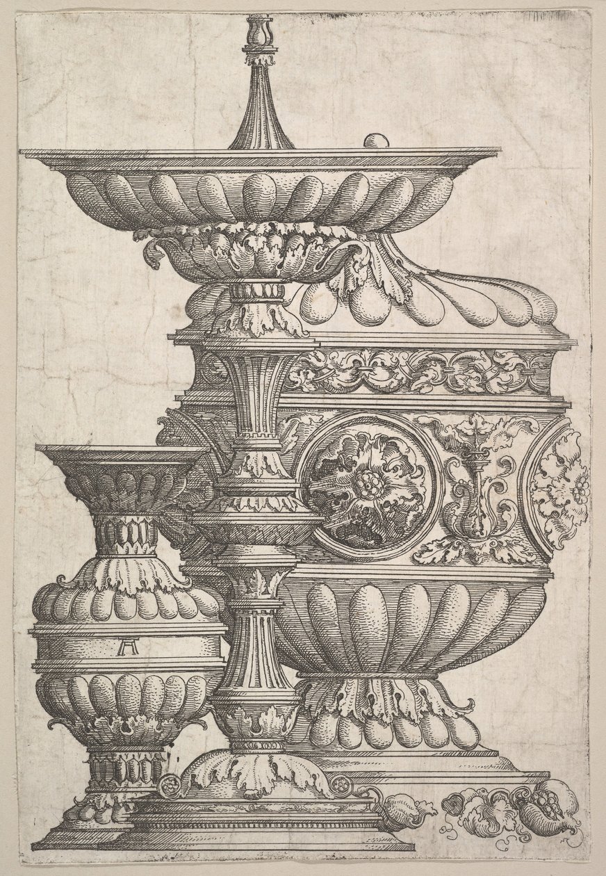 Tre eleganti vasi su sfondo bianco da Albrecht Altdorfer