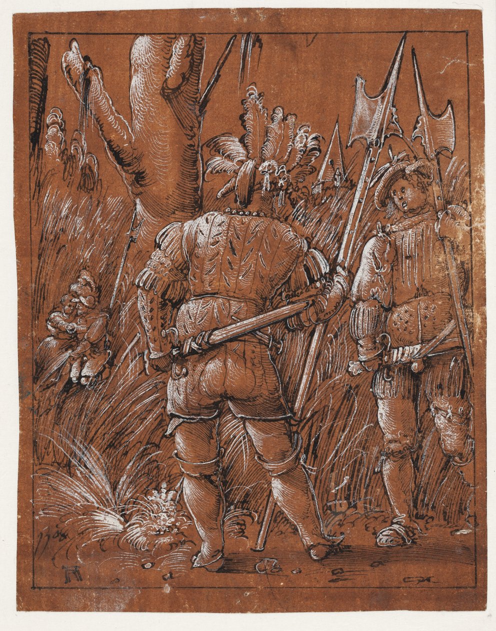 Due lanzichenecchi che osservano una coppia di amanti da Albrecht Altdorfer