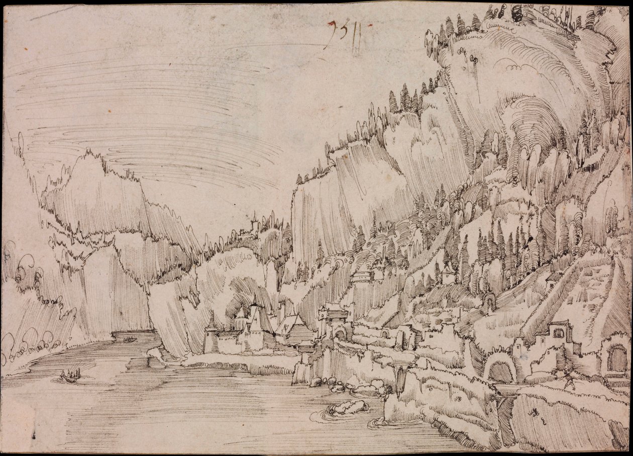 Vista di Sarmingstein sul Danubio (Austria) - Disegno di Albrecht Altdorfer (circa 1480-1538) da Albrecht Altdorfer