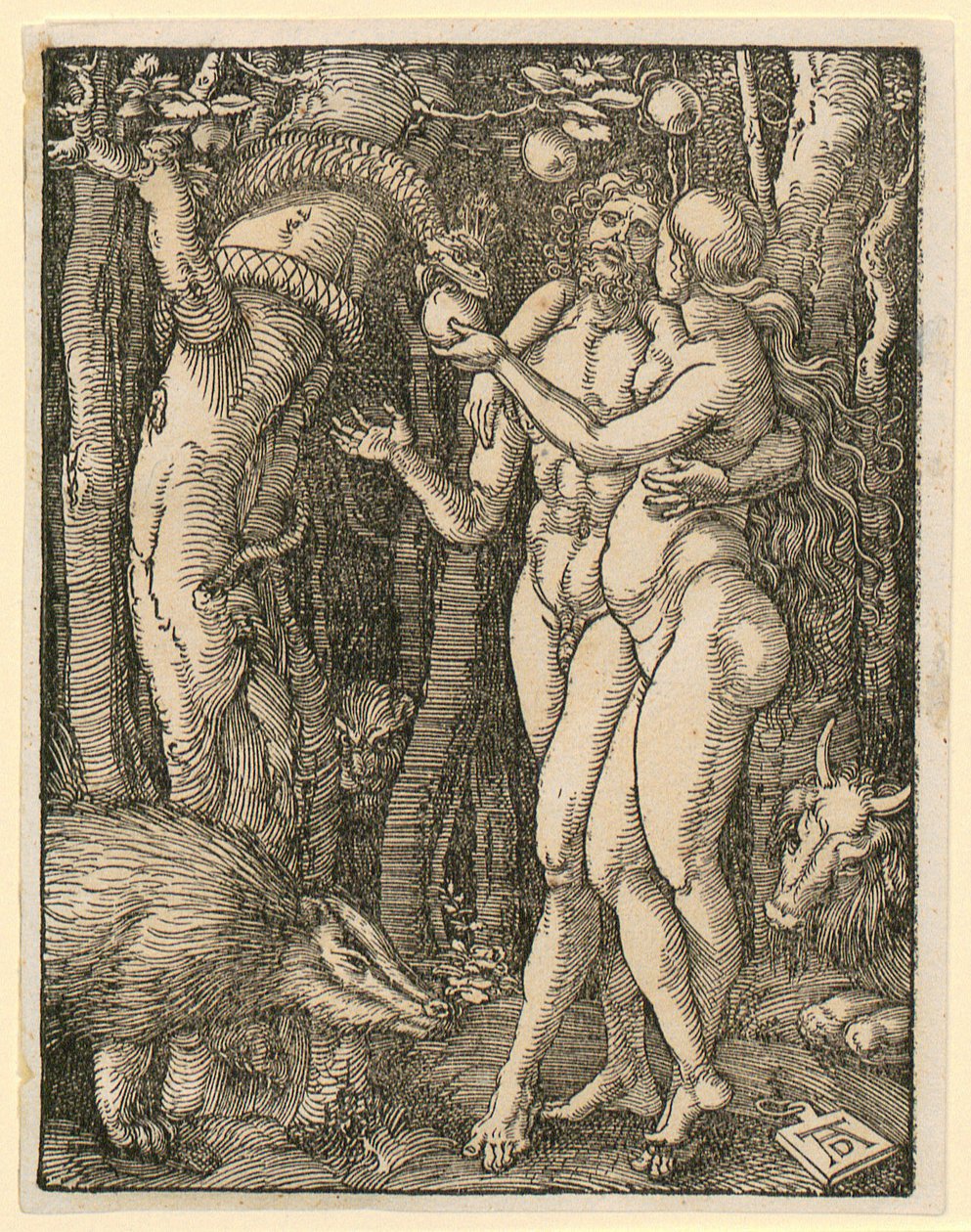 Adamo ed Eva, tavola 2 della serie "Piccola Passione xilografica" da Albrecht Dürer