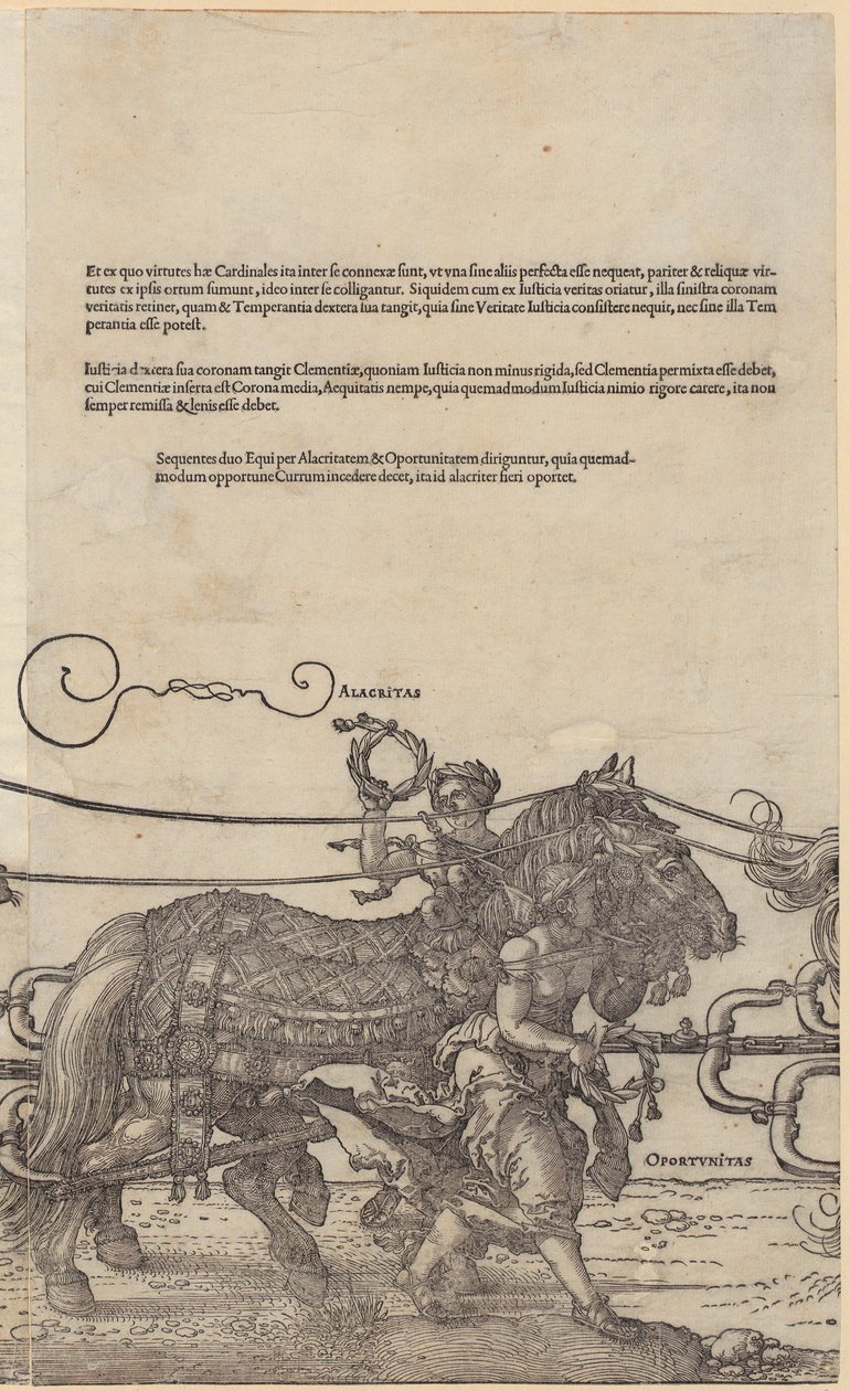 Alacritas, pagina 4 della serie "Il grande carro trionfale" da Albrecht Dürer