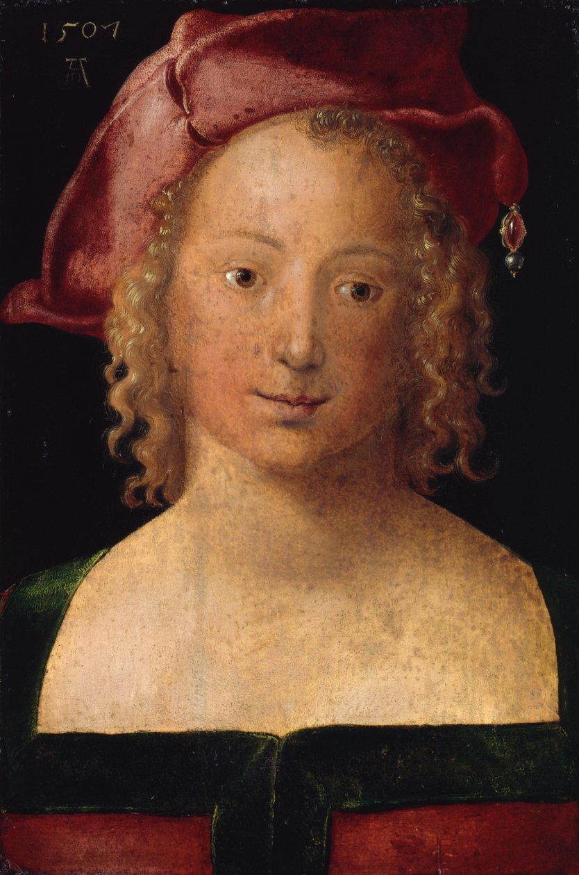 Ritratto di una ragazza con un berretto rosso da Albrecht Dürer