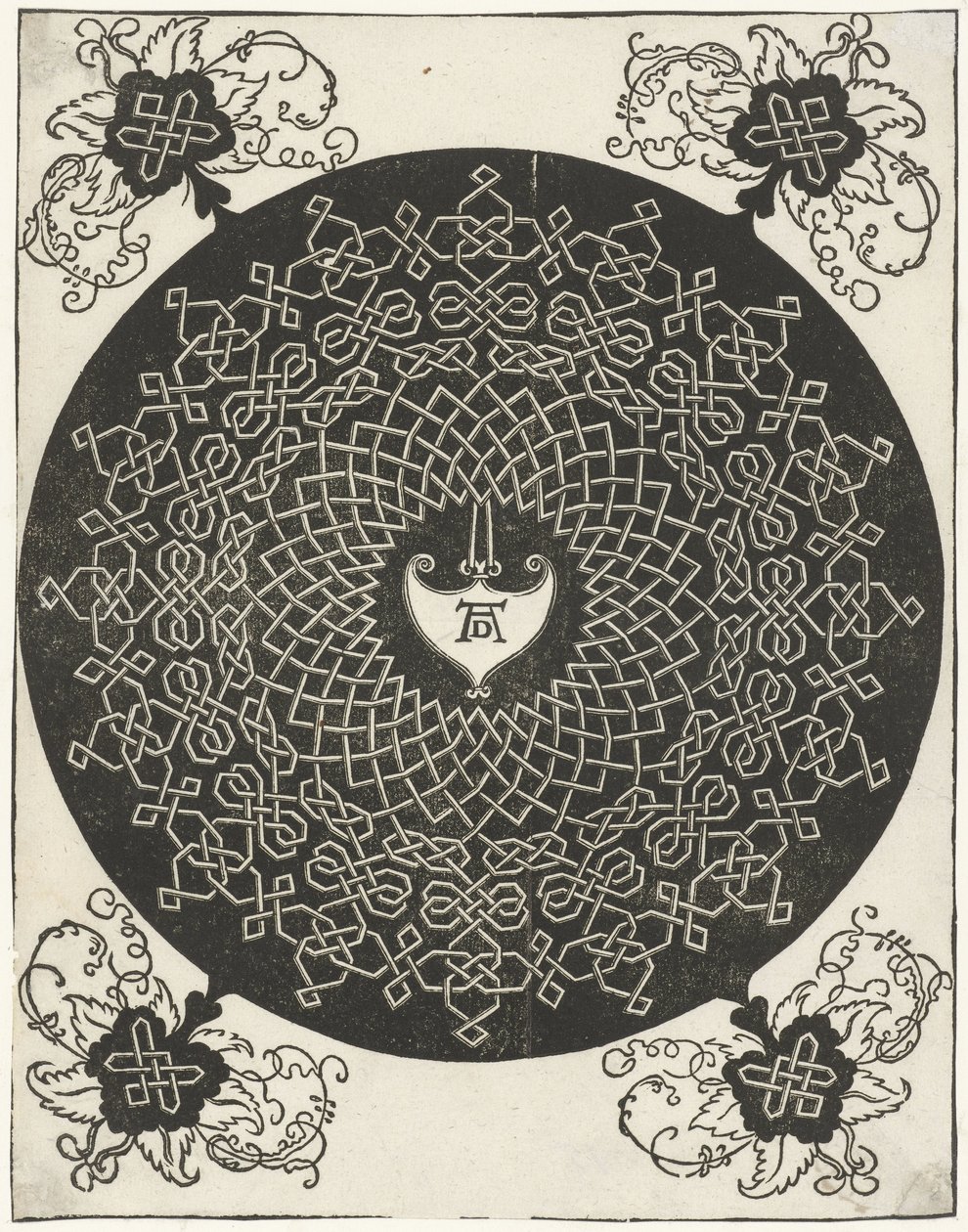 Esempio di ricamo con scudo a forma di cuore da Albrecht Dürer