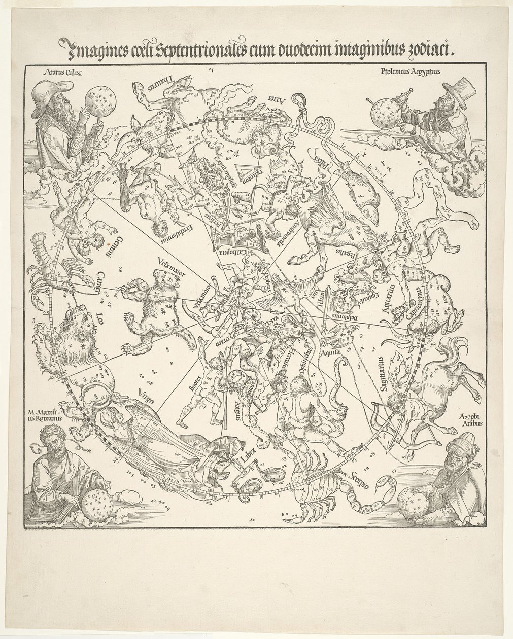 Mappa celeste del cielo settentrionale (Imagines coeli septentrionalis) da Albrecht Dürer