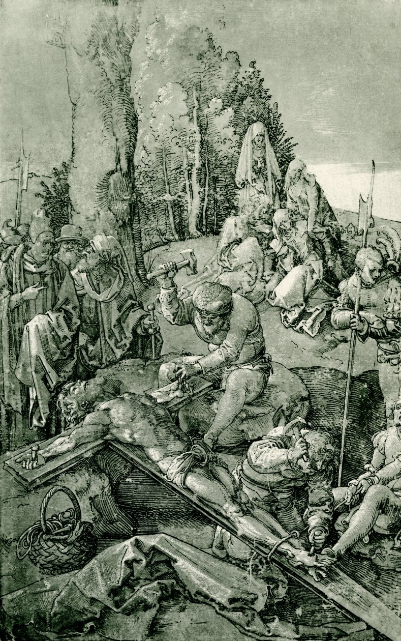 Cristo viene inchiodato alla croce da Albrecht Dürer