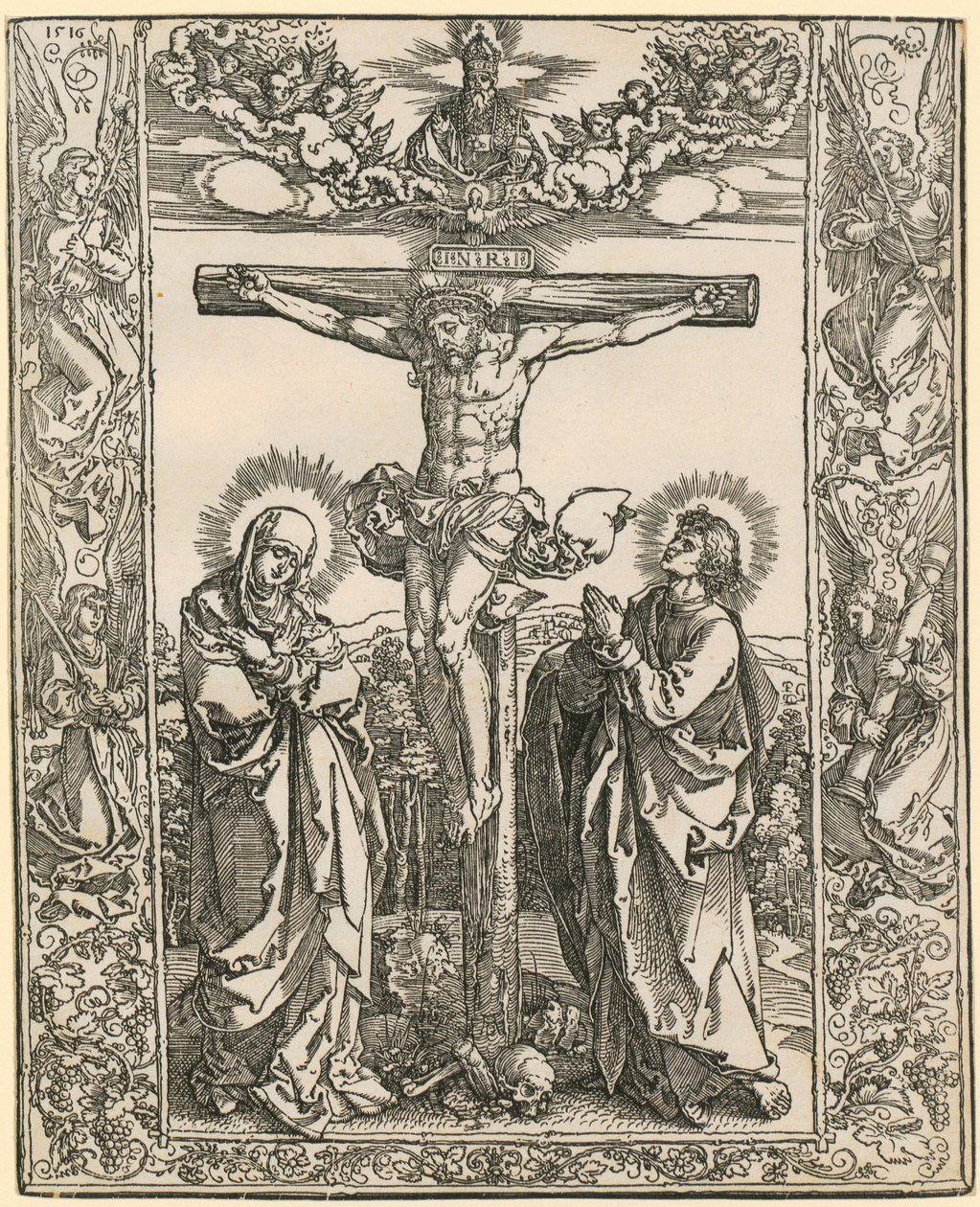 Cristo in croce con bordo di angeli da Albrecht Dürer