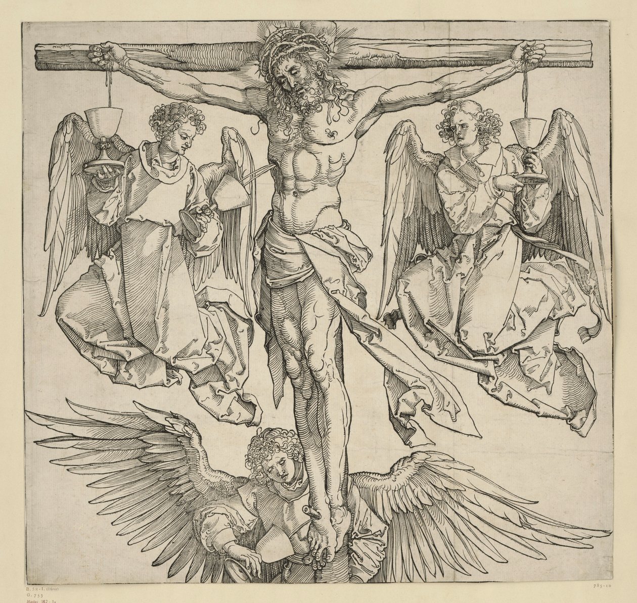 Cristo sulla croce con tre angeli da Albrecht Dürer