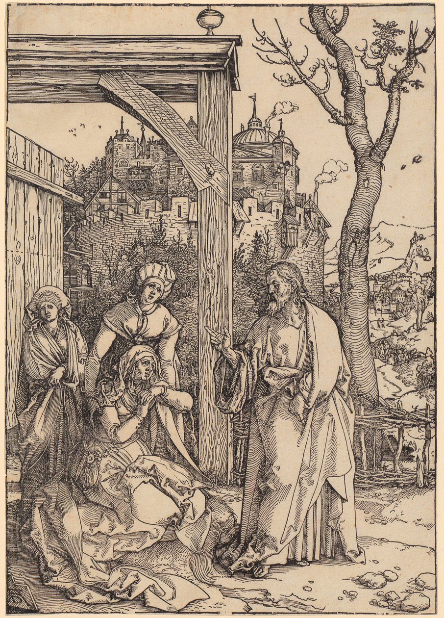 Cristo si congeda da sua madre, foglio 17 della serie "La vita di Maria" da Albrecht Dürer