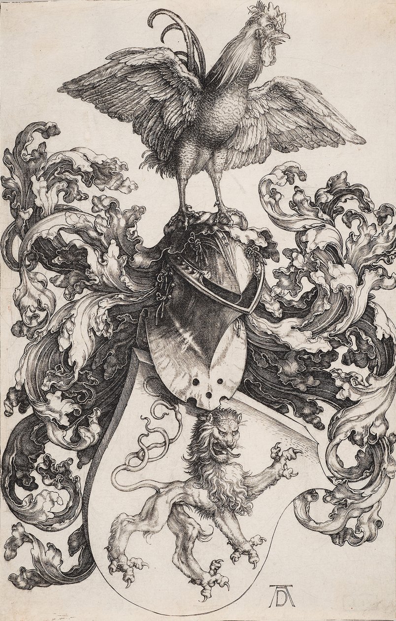 Stemma con un leone e un gallo da Albrecht Dürer