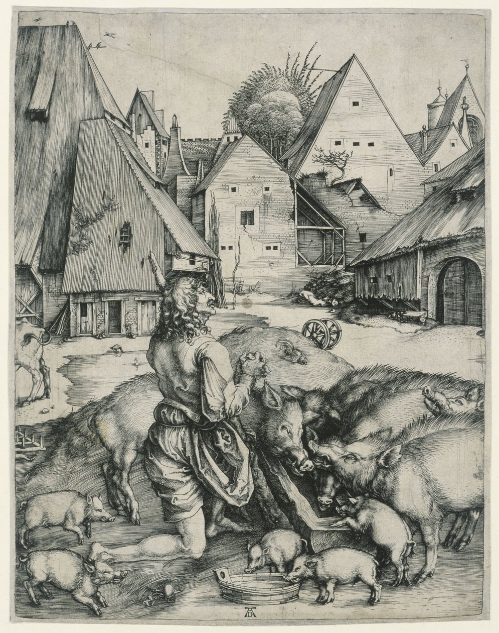 Il figlio prodigo pascola i maiali da Albrecht Dürer