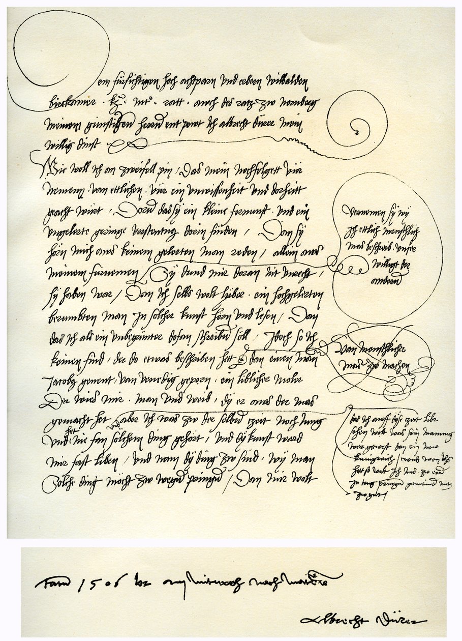 Bozza della dedica di Albrecht Durer a Bilibald Pirckheimer, c1523 da Albrecht Dürer