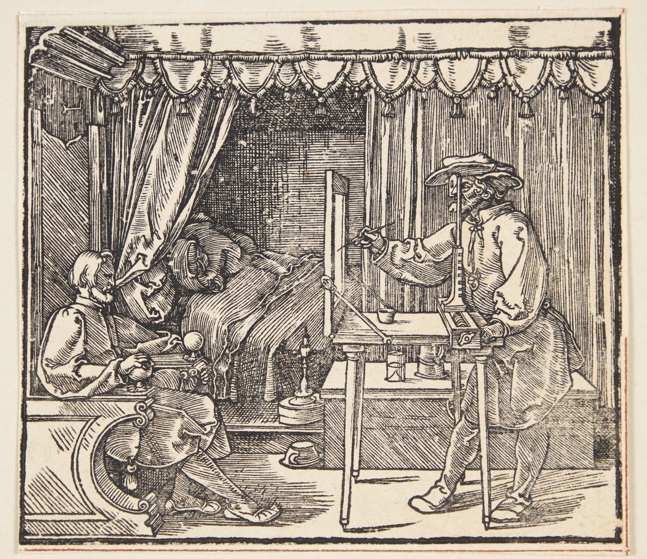 Disegnatore che disegna un ritratto da Albrecht Dürer