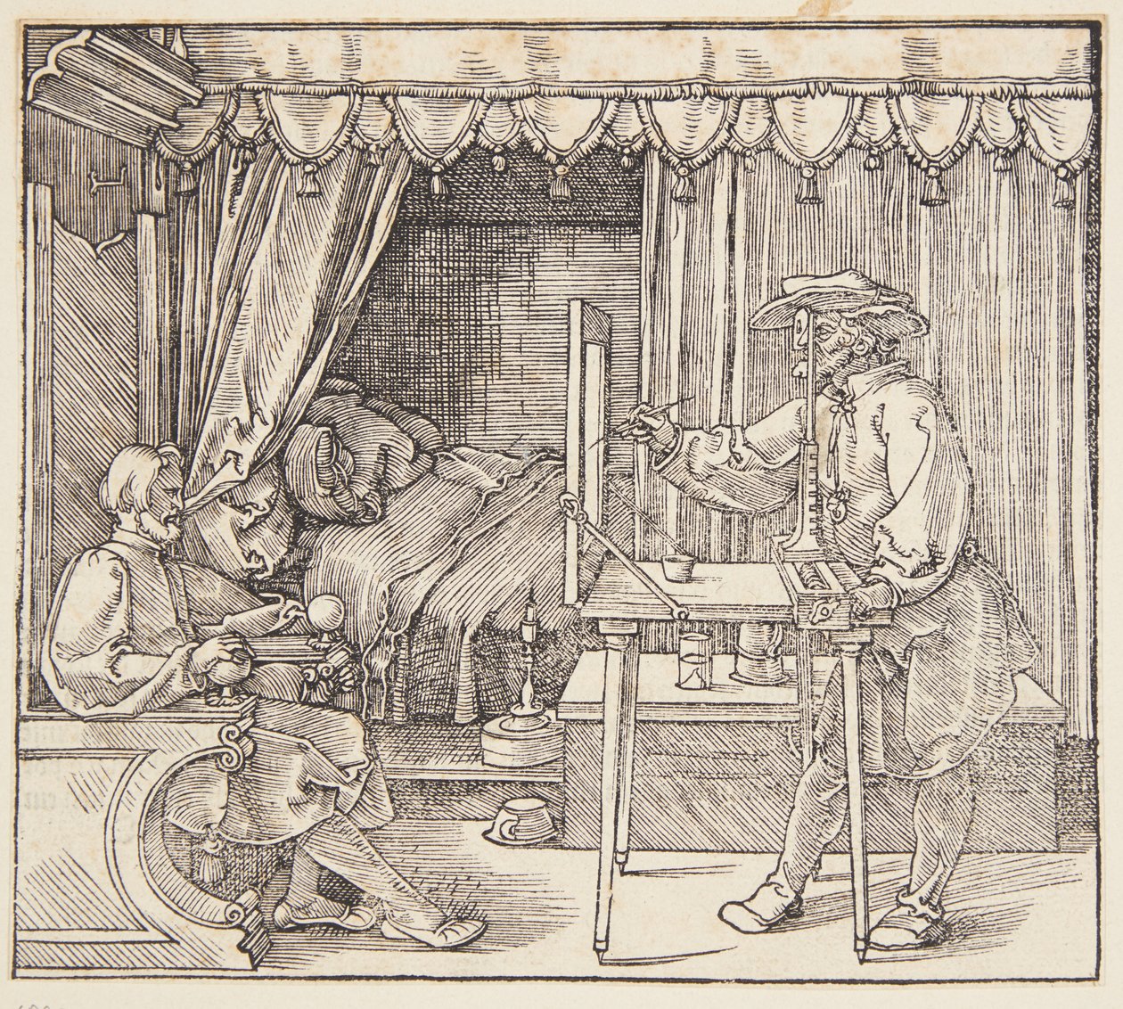 Disegnatore che disegna un ritratto da Albrecht Dürer