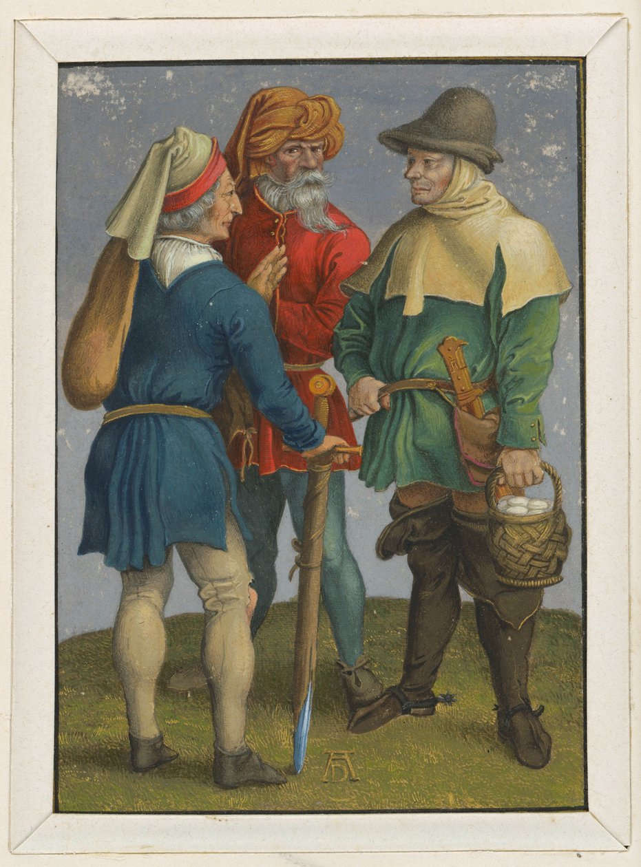 Tre contadini in conversazione da Albrecht Dürer