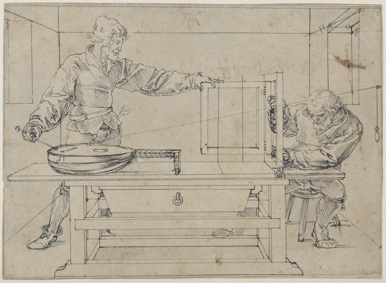 Un uomo che prende di mira un liuto da Albrecht Dürer