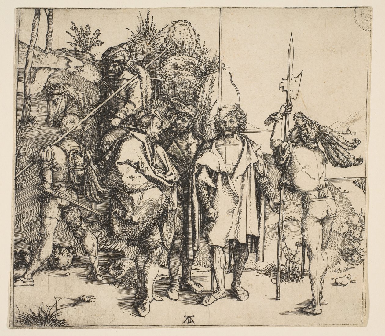 Cinque soldati a piedi e un turco a cavallo da Albrecht Dürer