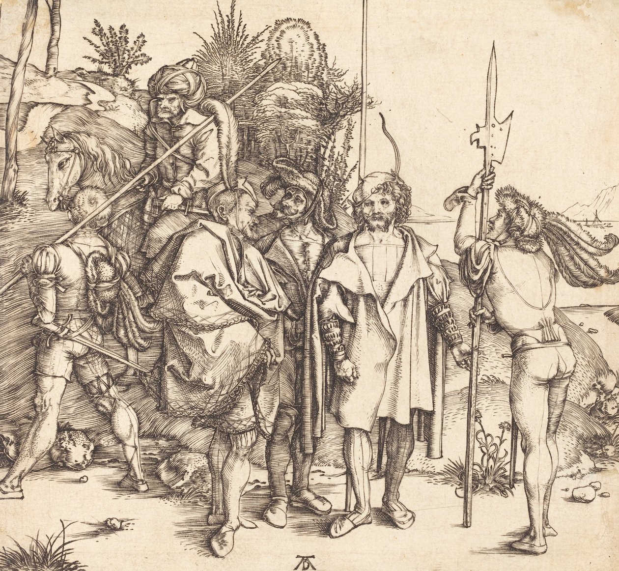 Cinque soldati e un turco a cavallo, 1495-1496 da Albrecht Dürer