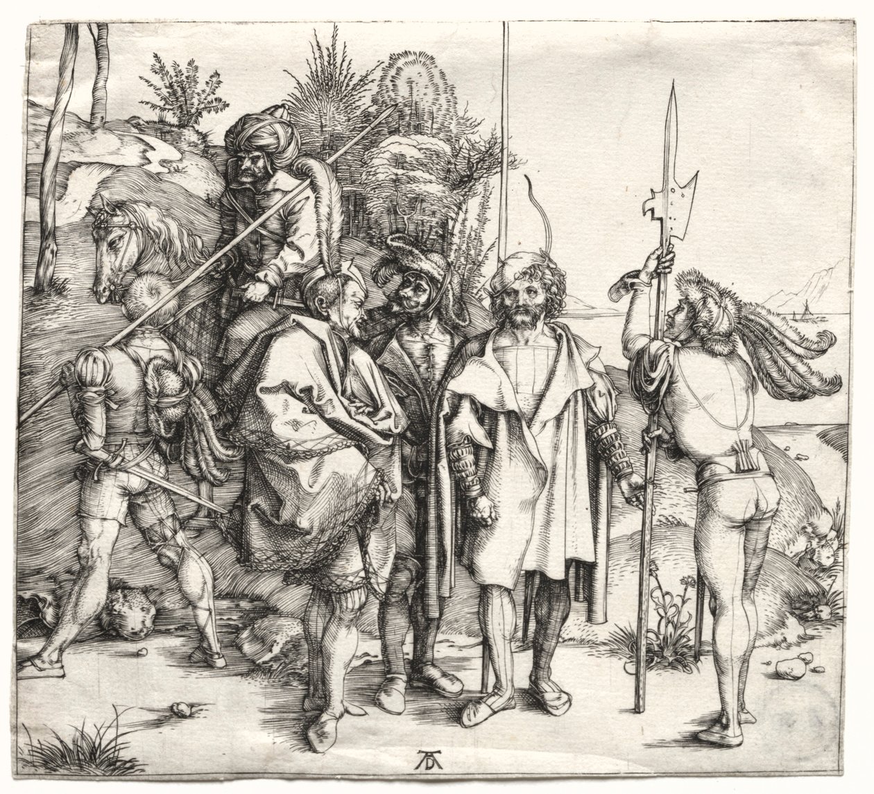 Cinque soldati e un turco a cavallo, probabilmente 1496 da Albrecht Dürer