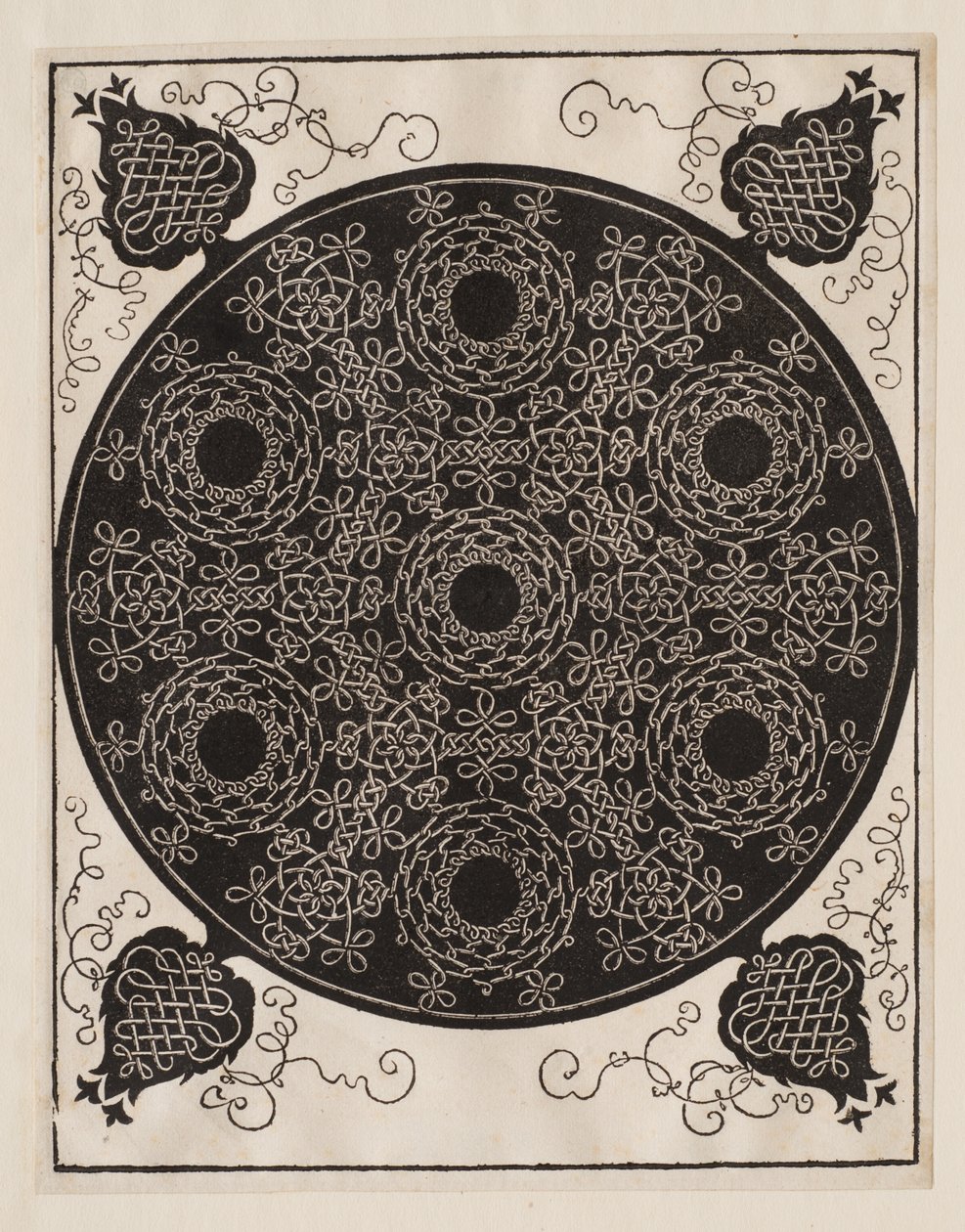 Quarto nodo, 7 gruppi circolari di nodi con centri neri da Albrecht Dürer