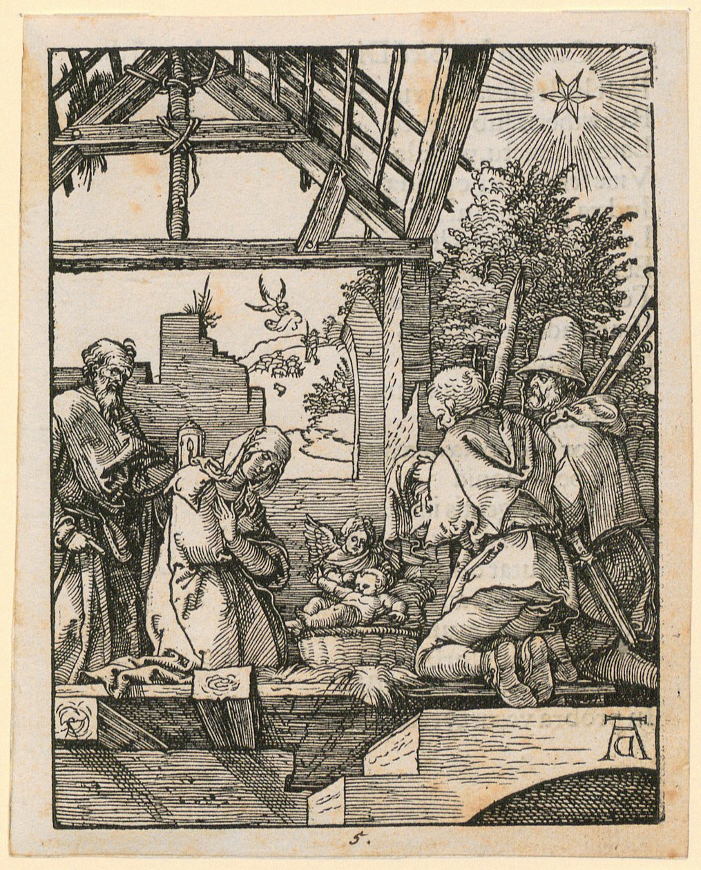Natività di Cristo, foglio 5 della serie «Piccola Passione xilografica» da Albrecht Dürer