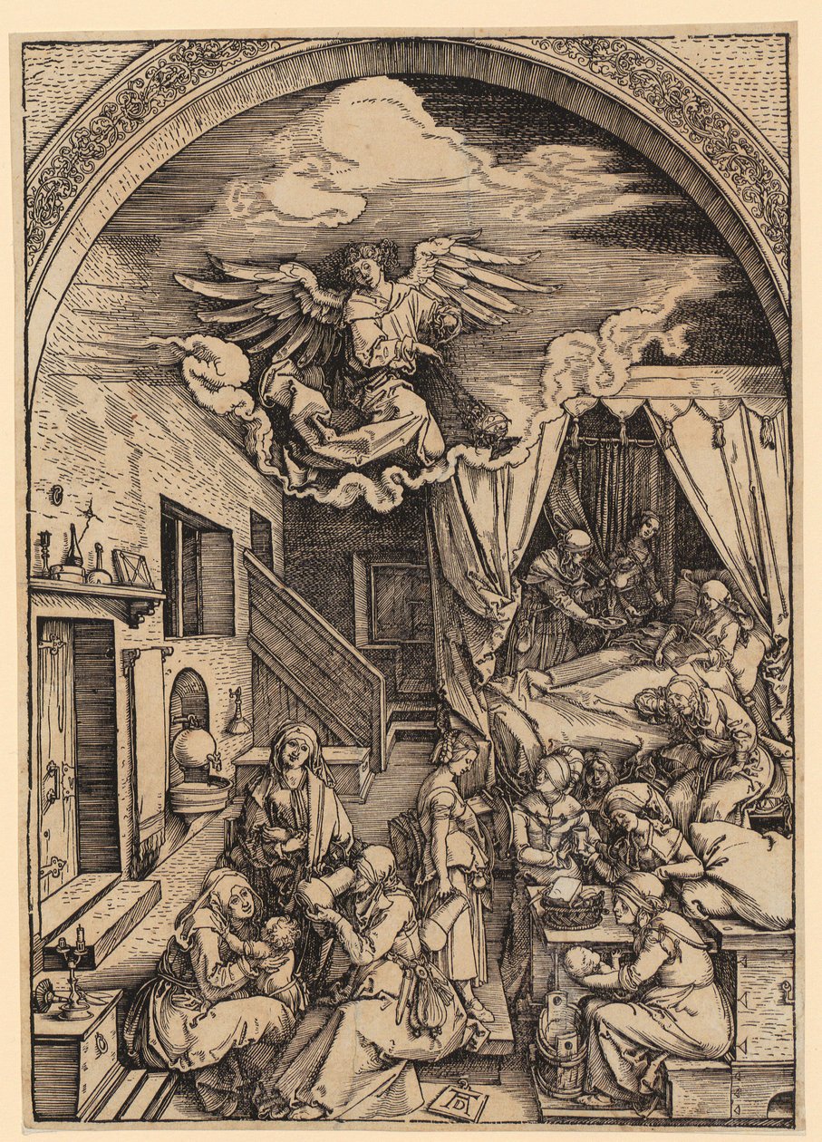 Nascita di Maria, foglio 5 della serie "La vita di Maria" da Albrecht Dürer