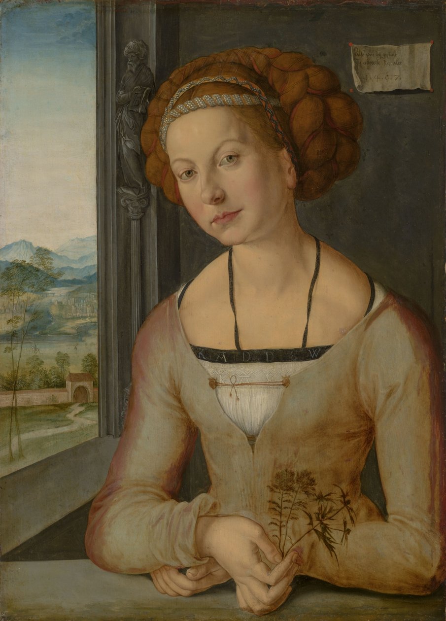 Tedesco: Ritratto della cosiddetta Fürlegerin con capelli intrecciati Ritratto di Katharina Frey o Fürleger da Albrecht Dürer