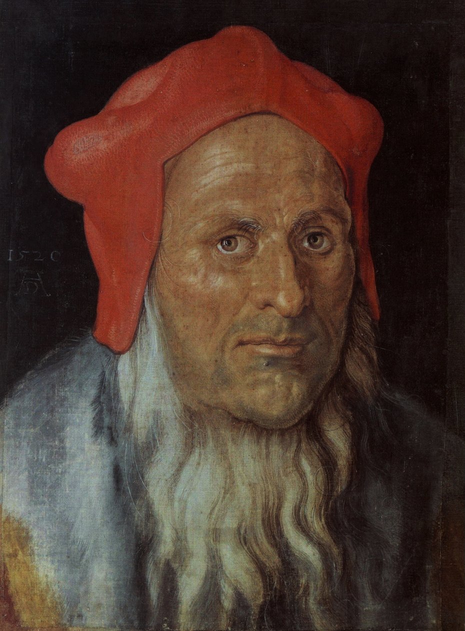 Tedesco: Ritratto di un uomo barbuto con berretto rosso Ritratto di uomo da Albrecht Dürer