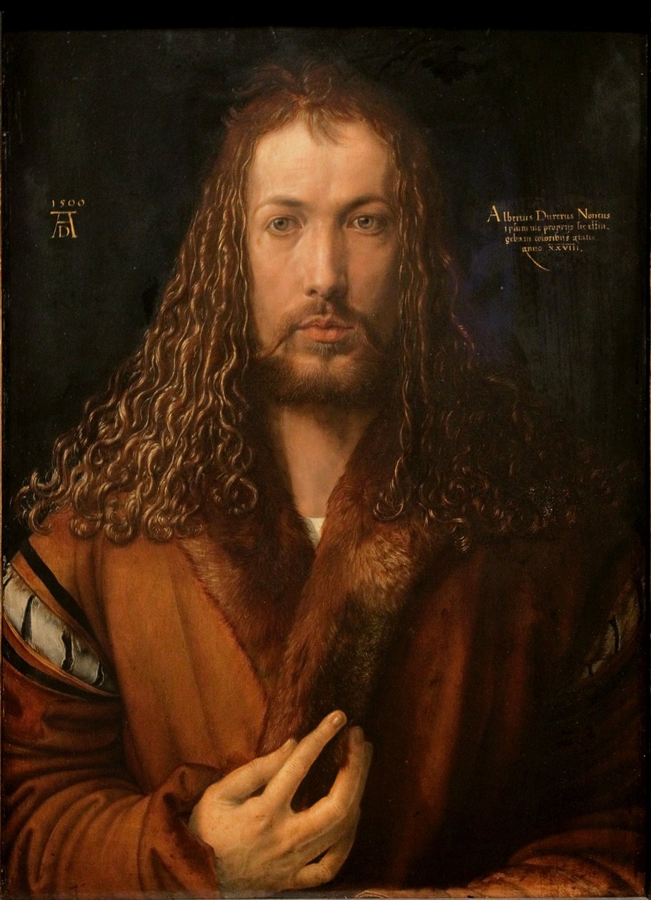 Tedesco: Selbstbildnis im Pelzrock Autoritratto con abito bordato di pelliccia da Albrecht Dürer