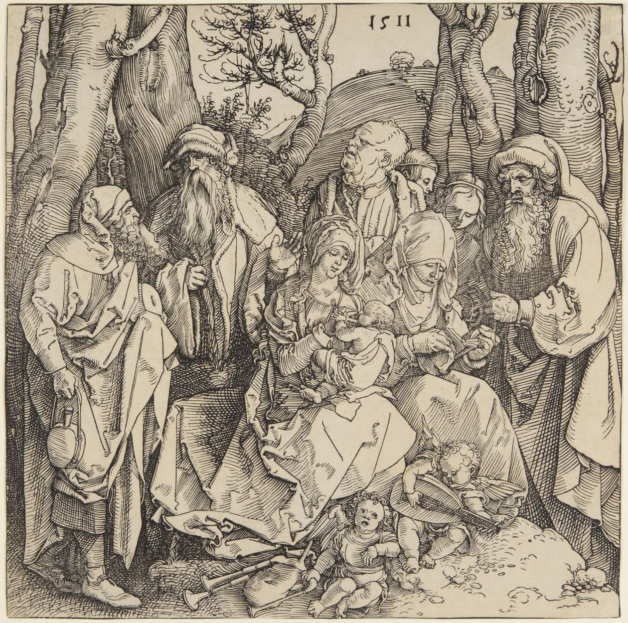 Sacra affinità con due angeli musicali da Albrecht Dürer