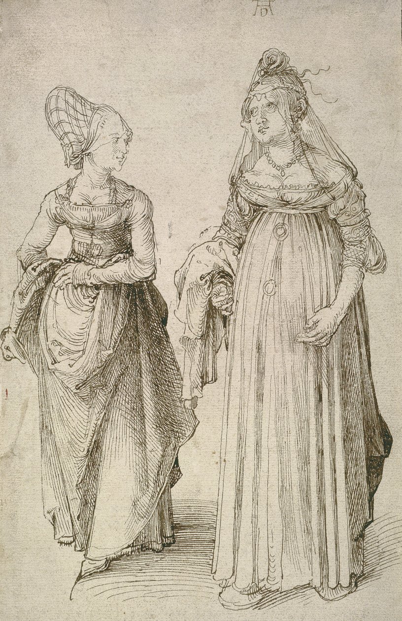Signora in Abito Veneziano Contrapposta a una Hausfrau di Norimberga da Albrecht Dürer