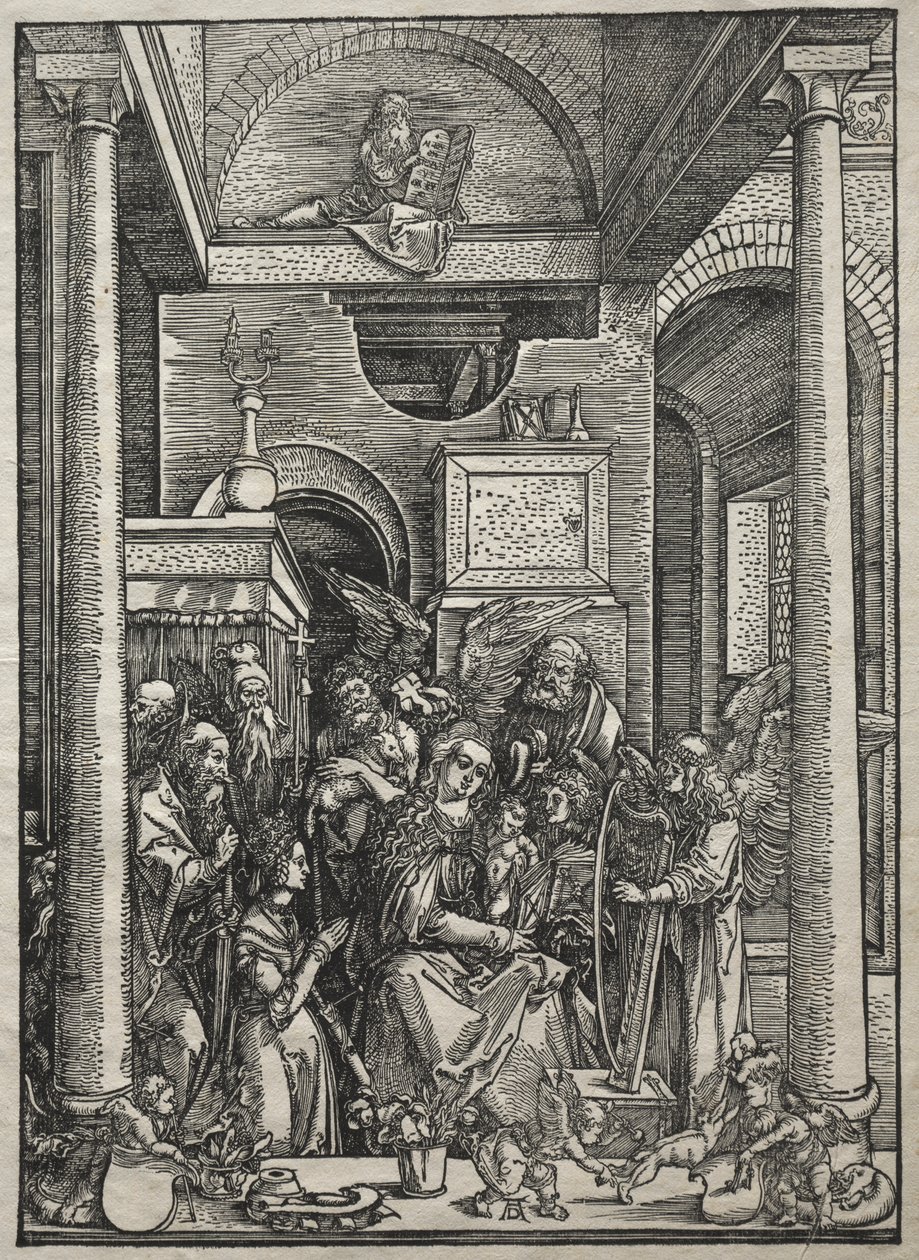 Vita della Vergine: Adorazione della Vergine e del Bambino da parte di Santi e Angeli da Albrecht Dürer