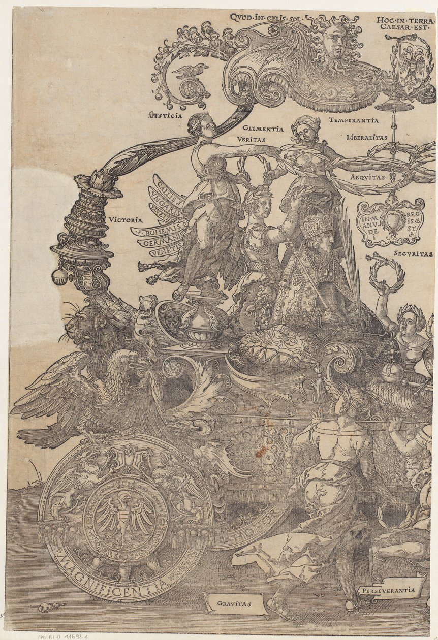 Metà sinistra del carro, foglio 1 della serie "Il grande carro trionfale" da Albrecht Dürer