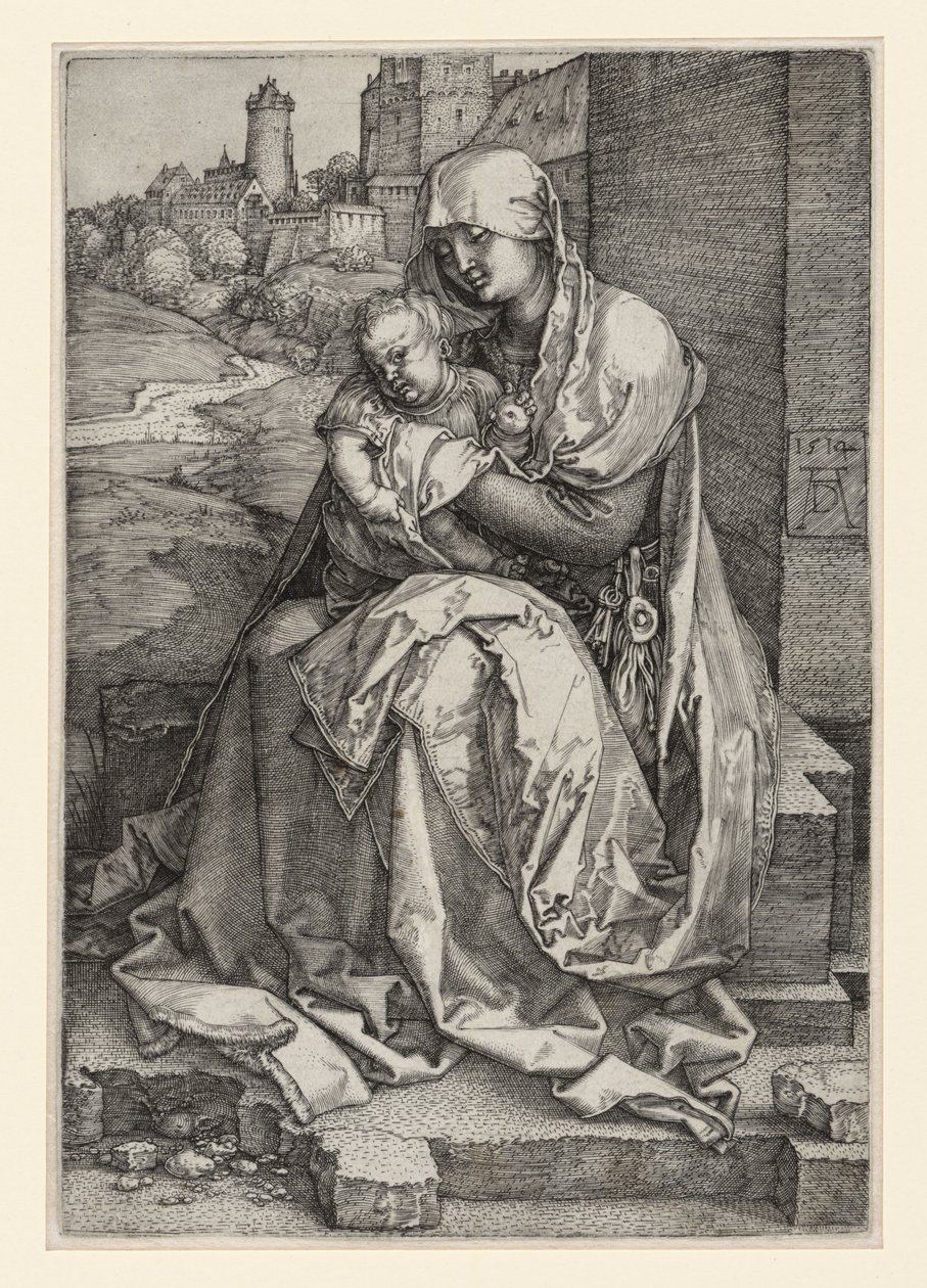 Maria con il Bambino, seduta davanti a un muro da Albrecht Dürer