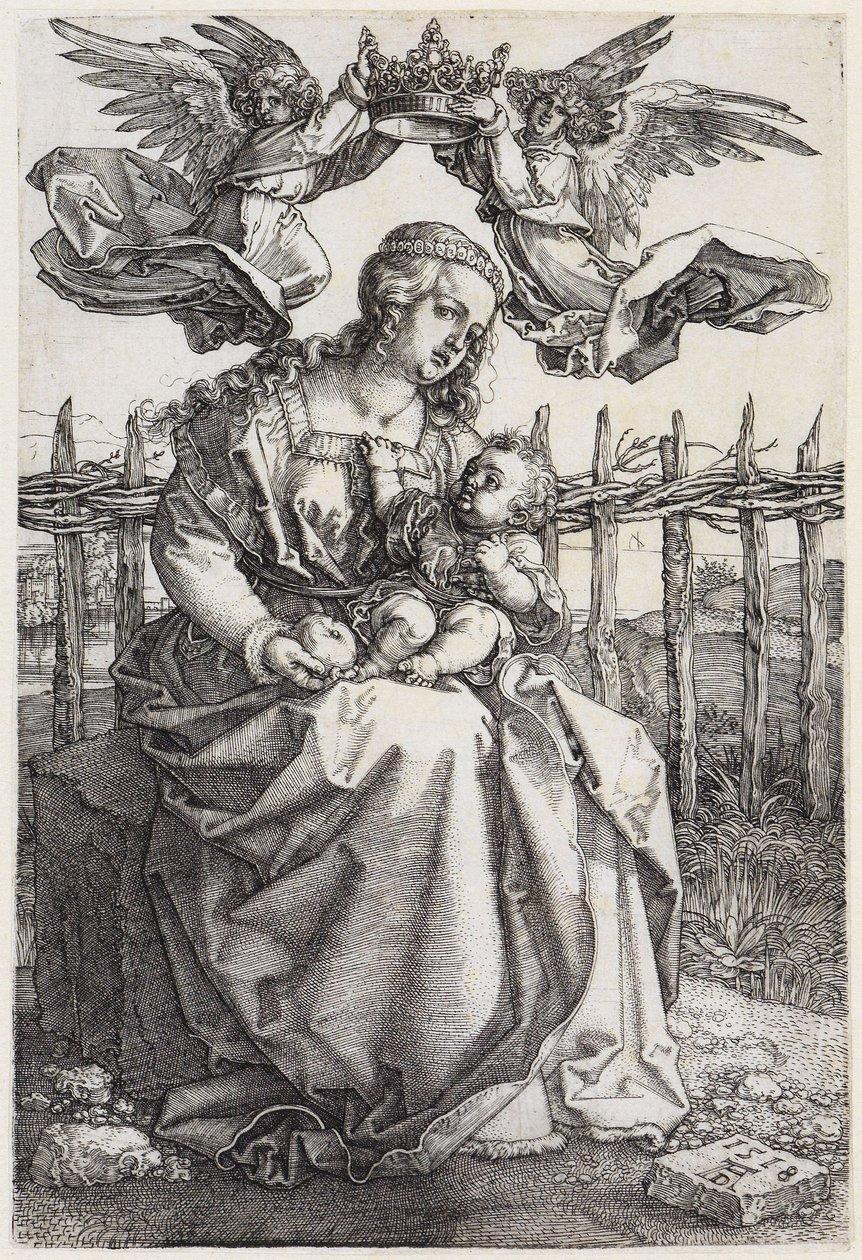 Maria con il Bambino, incoronata da due angeli da Albrecht Dürer