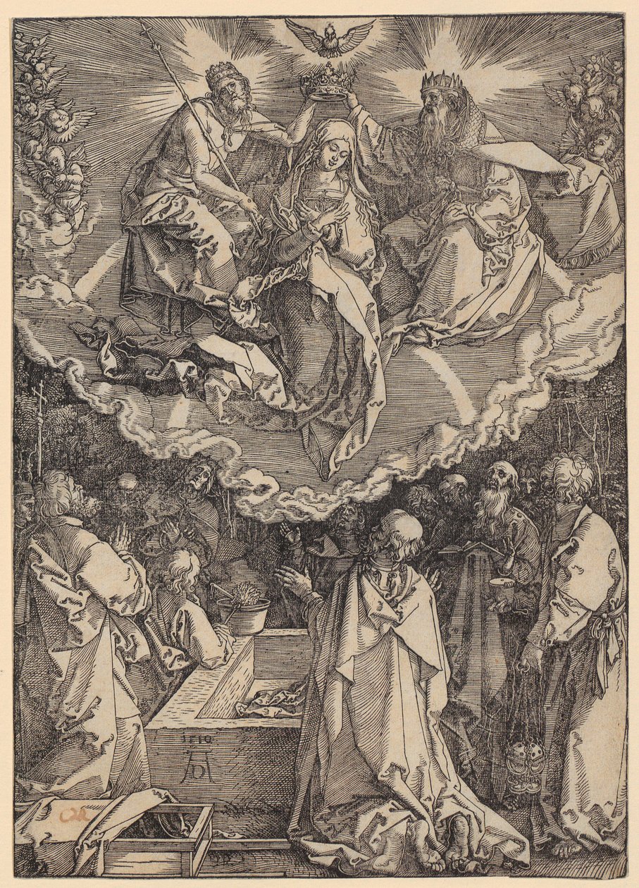 Assunzione e incoronazione della Vergine Maria, foglio 19 della serie "La vita di Maria" da Albrecht Dürer