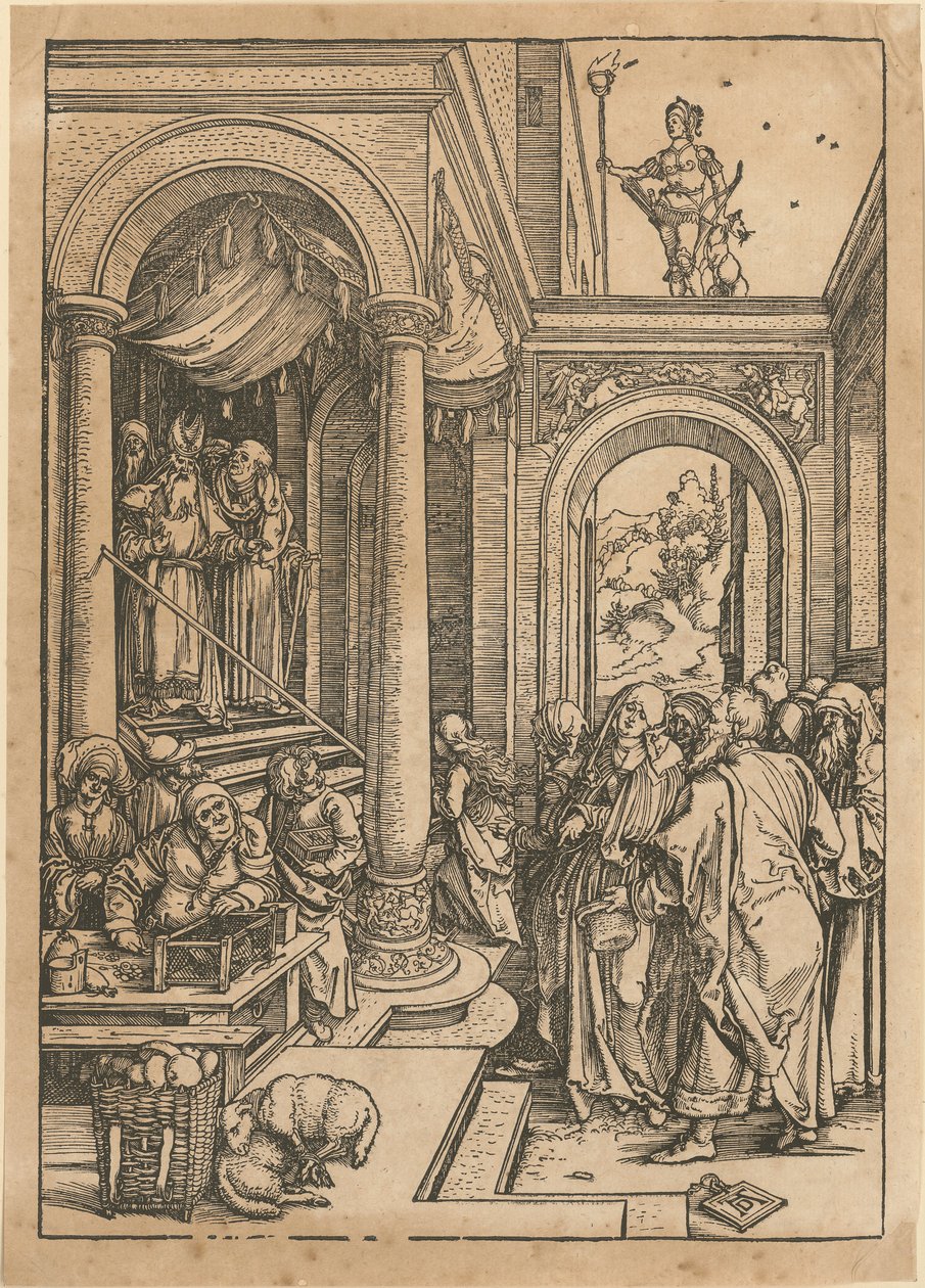 La presentazione di Maria al Tempio, foglio 6 della serie "La vita di Maria" da Albrecht Dürer