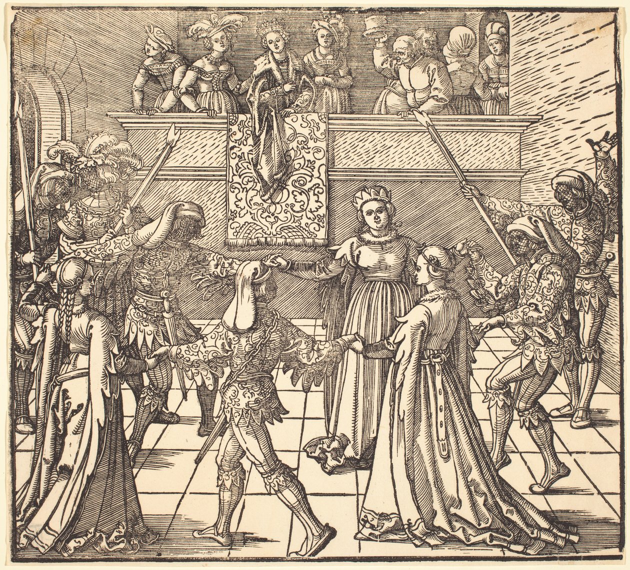 Danza in maschera con torce da Albrecht Dürer