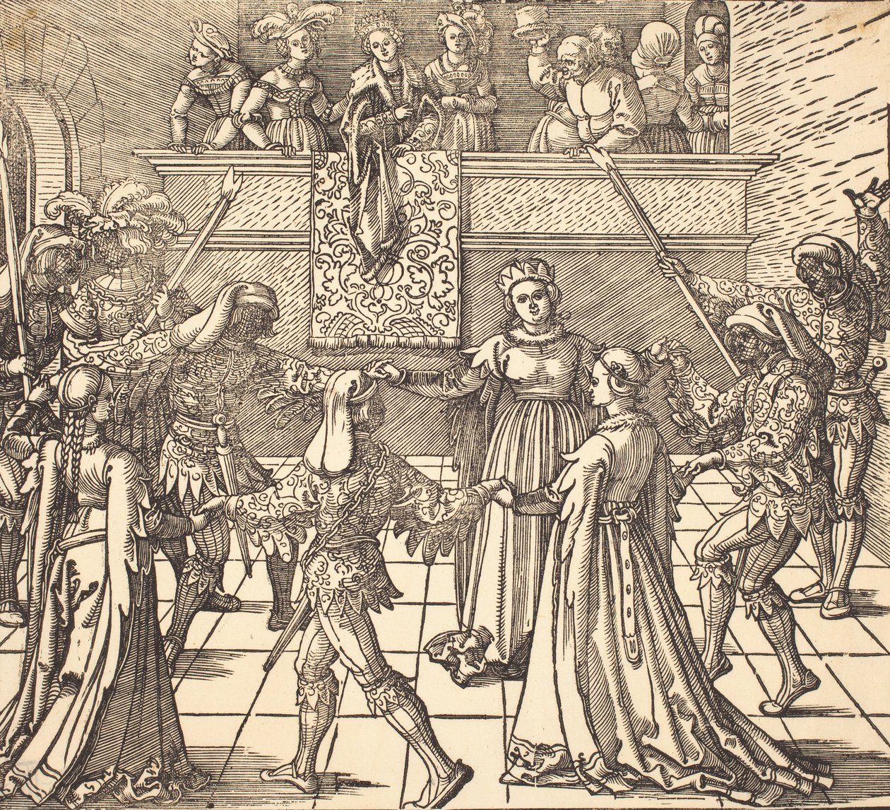 Danza in maschera con torce da Albrecht Dürer