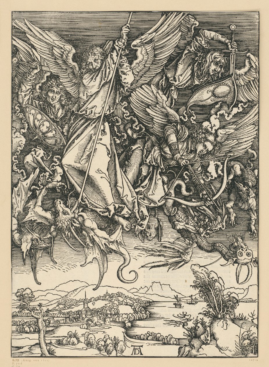 La lotta di Michele con il drago (Apocalisse) da Albrecht Dürer