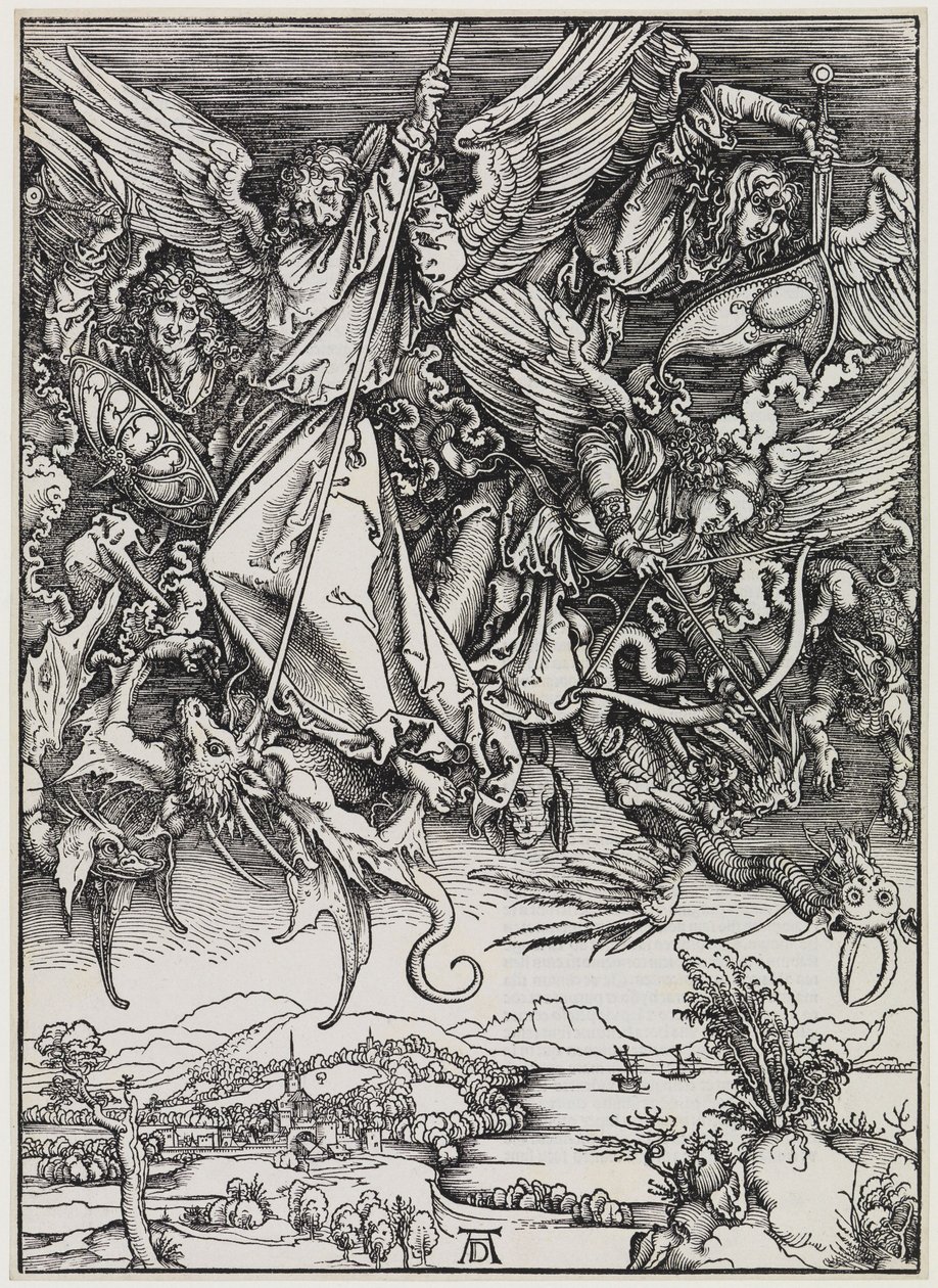 La lotta di Michele contro il drago da Albrecht Dürer
