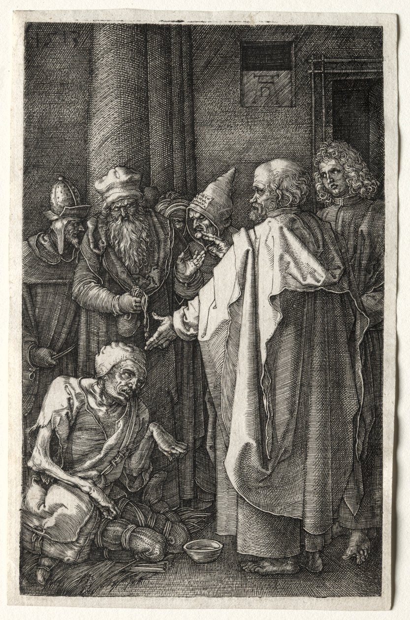 Pietro e Giovanni guariscono lo storpio alla porta del Tempio, 1512 da Albrecht Dürer