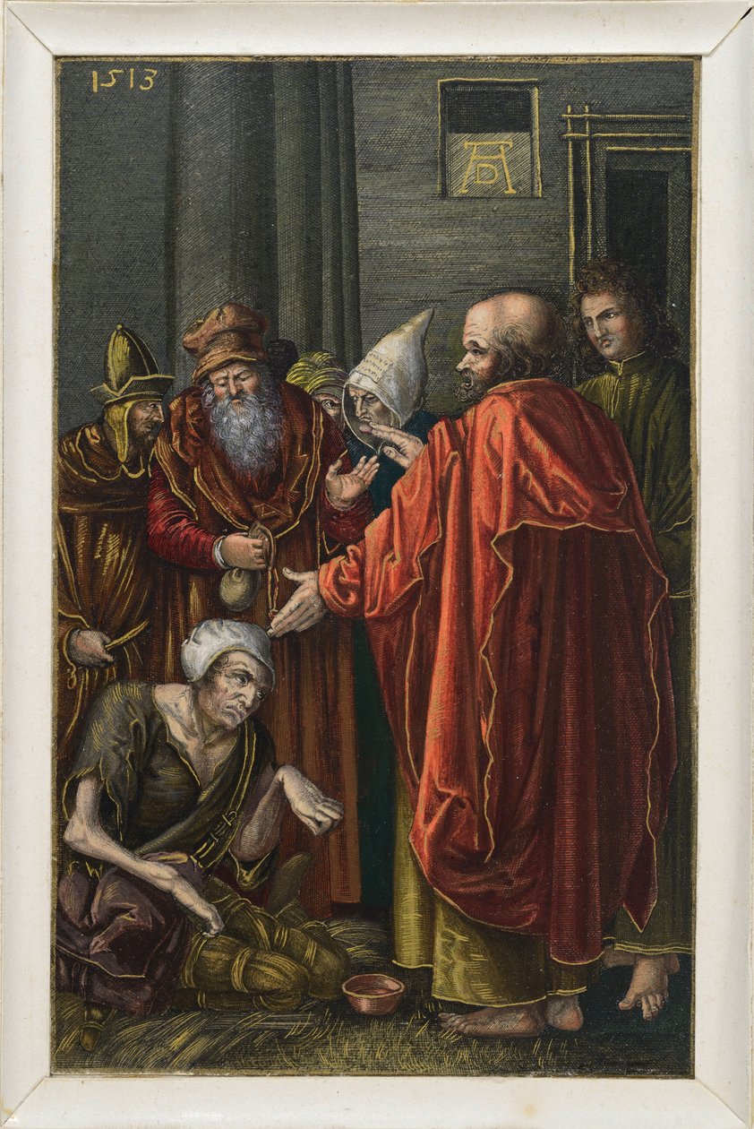 Pietro e Giovanni guariscono un mendicante zoppo nel Tempio da Albrecht Dürer