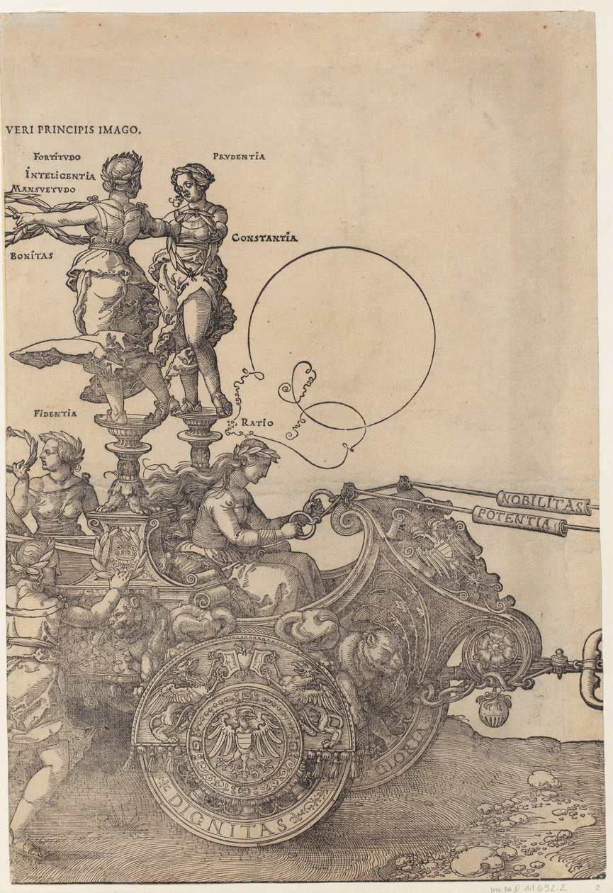 Metà destra del carro, foglio 2 della serie "Il grande carro trionfale" da Albrecht Dürer