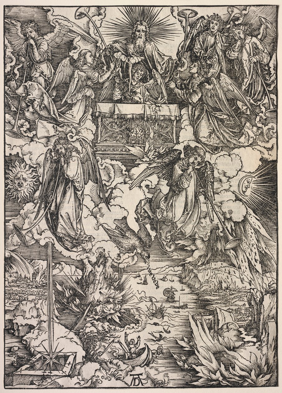 Rivelazione di San Giovanni: Sette angeli con trombe, 1511 da Albrecht Dürer