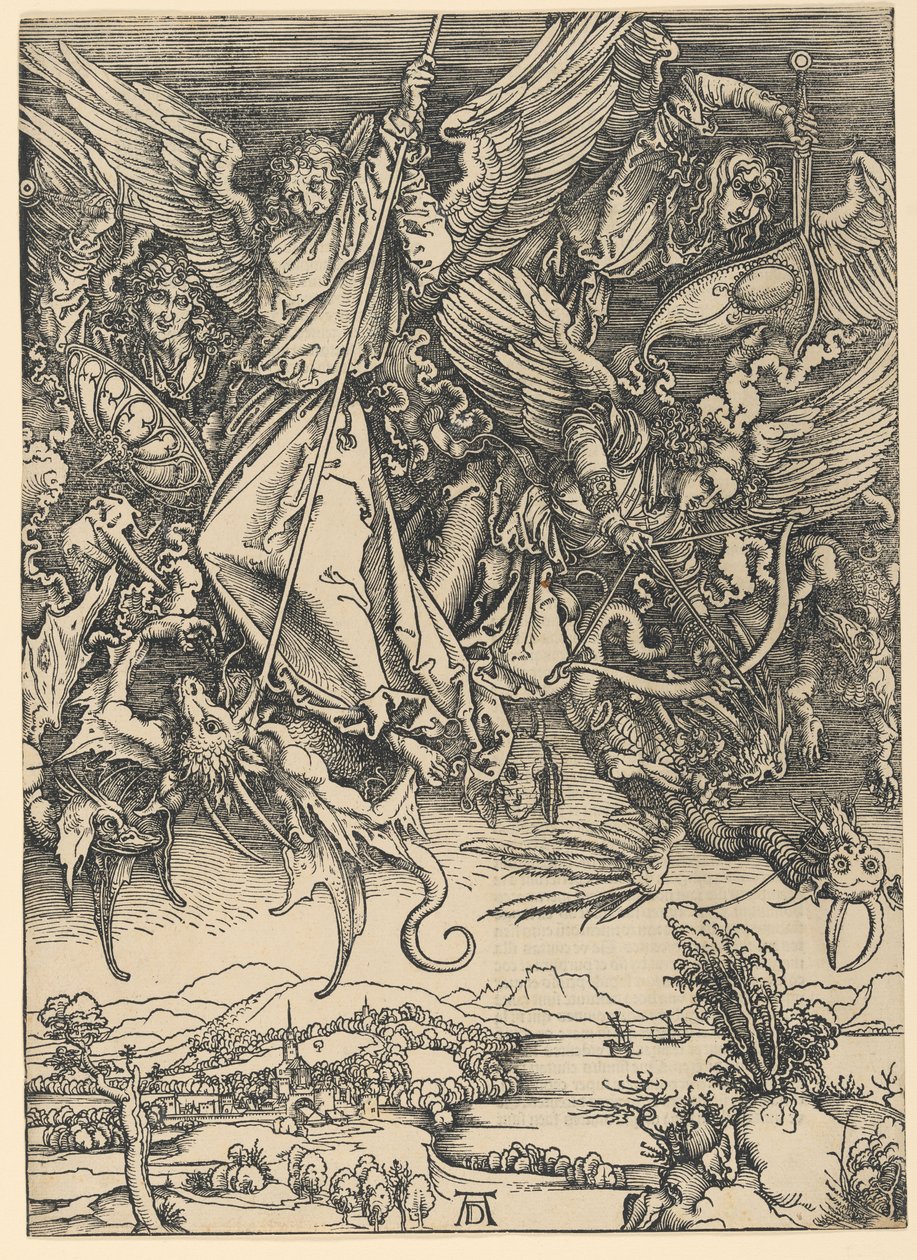 San Michele che combatte il drago, dalla serie “L’Apocalisse” da Albrecht Dürer
